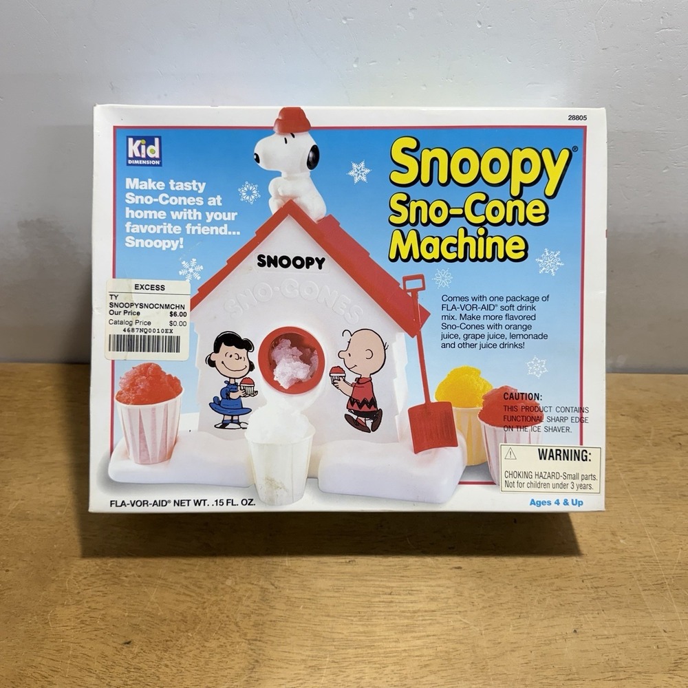 Snoopy Sno-Cone Machine NEW Open Box Vintage 1992 Peanuts Kid Dimension